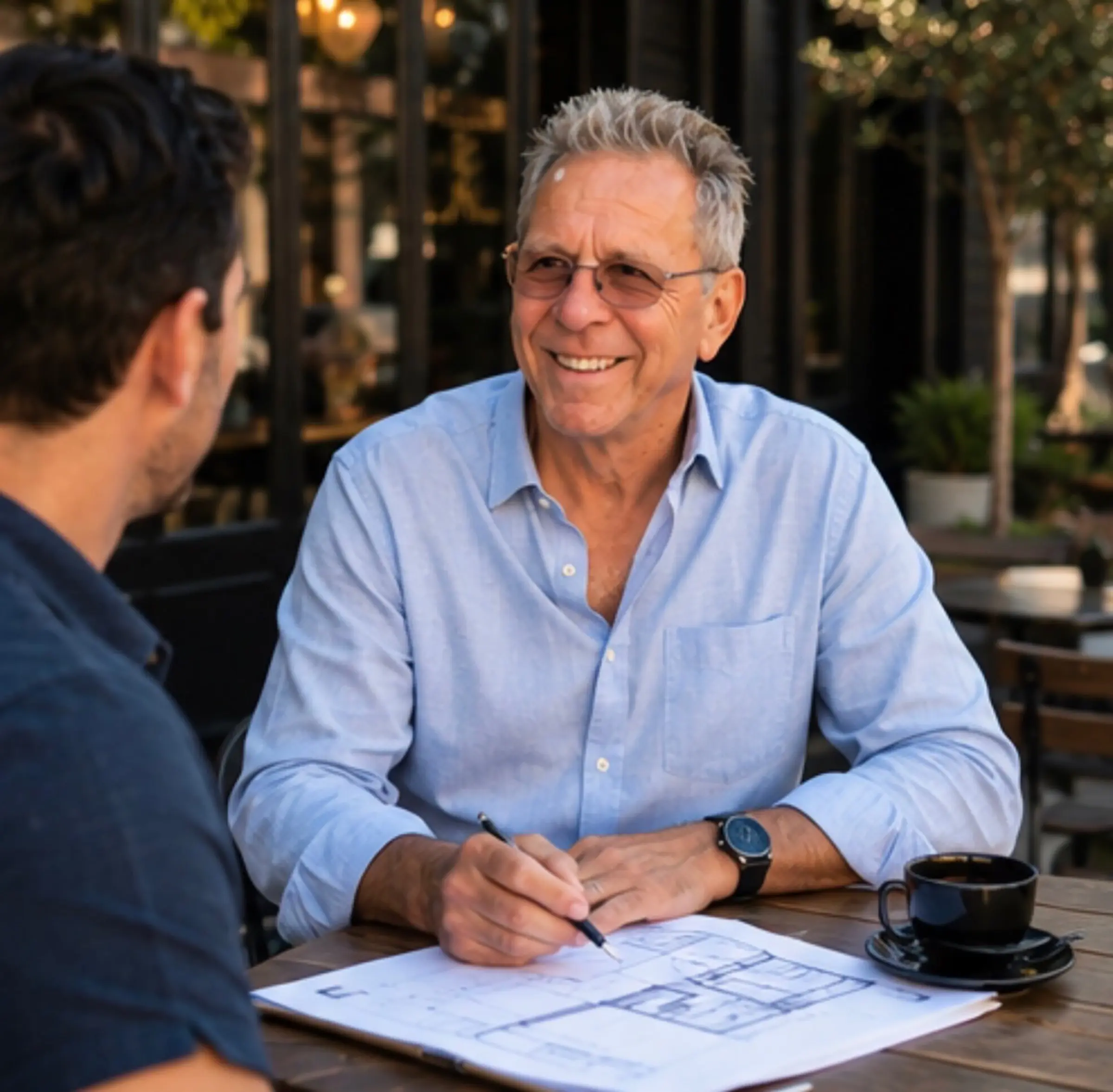 Ken Shapiro reviewing property options with a client at a table